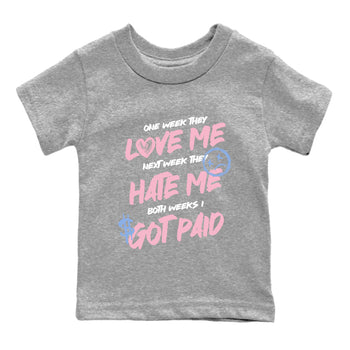 Sneaker match tees – Sneaker Tees To Match Air Jordan 5 Medium Soft Pink Shoes – I Got Paid Kids T-Shirt Heather Grey 2