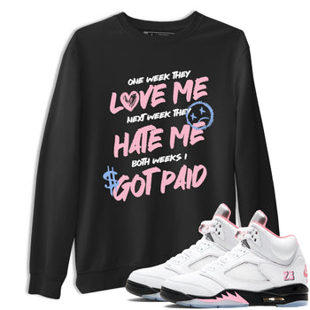 Sneaker match tees – Sneaker Tees To Match Air Jordan 5 Medium Soft Pink Shoes – I Got Paid Tee Black 1