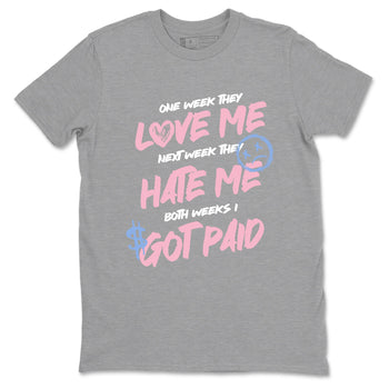 Sneaker match tees – Sneaker Tees To Match Air Jordan 5 Medium Soft Pink Shoes – I Got Paid Tee Heather Grey 2