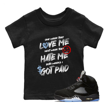5s Black Metallic Reimagined shirts to match jordans I Got Paid best t shirts to wear with jordans 5s Black Metallic Reimagined match shoes to clothes SNRT Sneaker Tees Youth Baby Black 1 tee