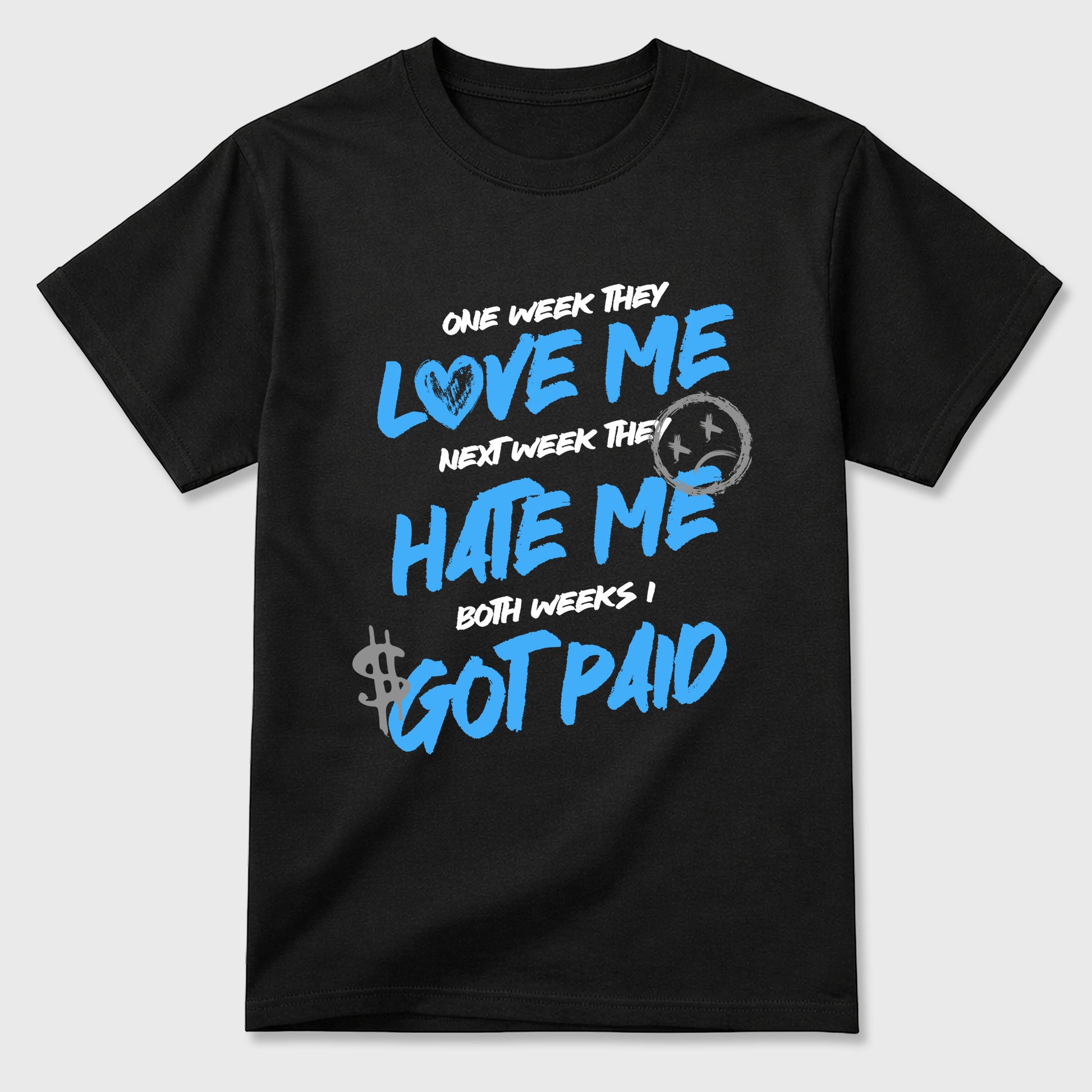I Got Paid Graphic T-Shirt sneaker match tee designed for the Air Jordan 5 Black University Blue, featuring coordinated color options for a perfect streetwear match. Black 2 shirt.