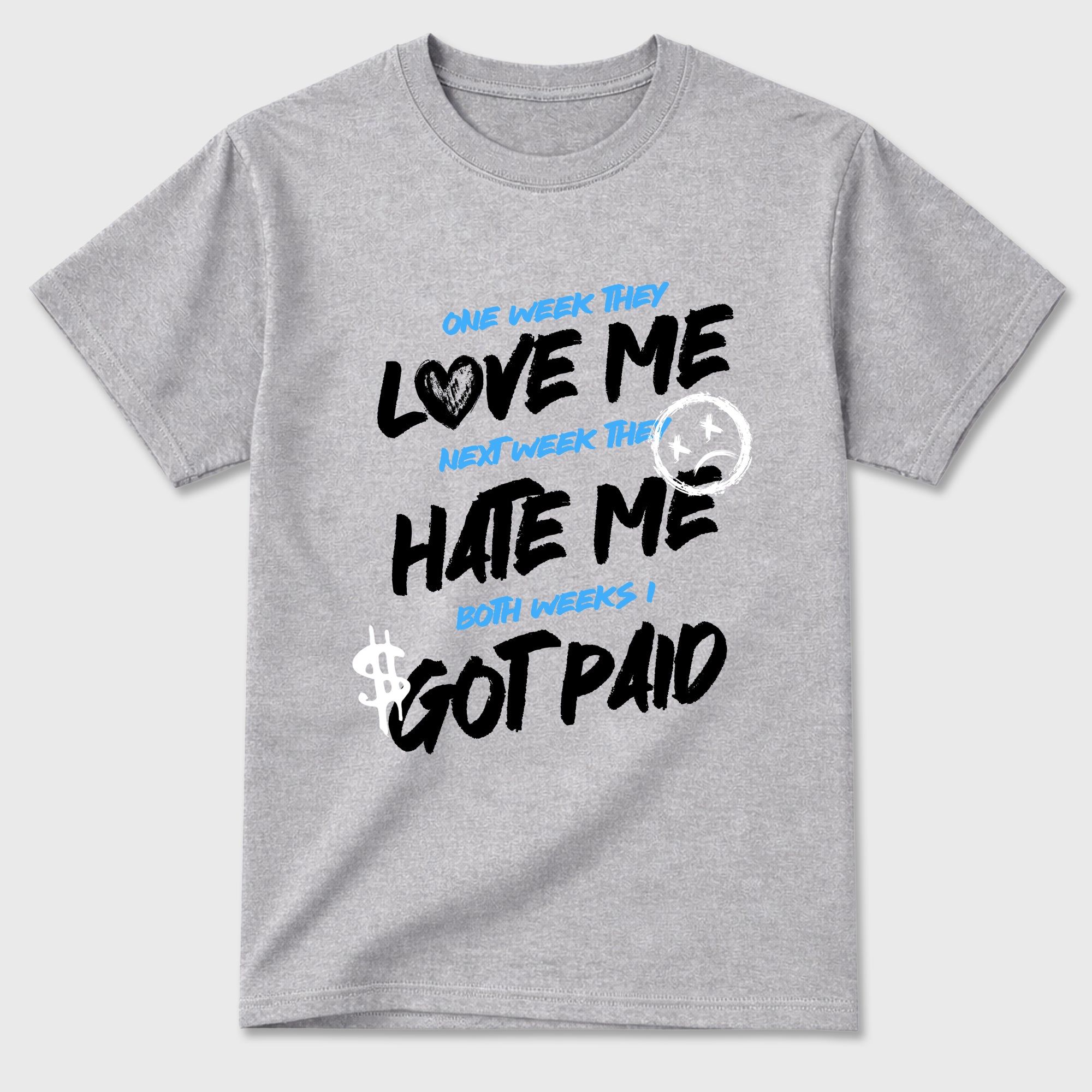I Got Paid Graphic T-Shirt sneaker match tee designed for the Air Jordan 5 Black Carolina, featuring coordinated color options for a perfect streetwear match. Heather Grey 2 shirt.