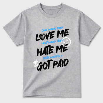 I Got Paid Graphic T-Shirt sneaker match tee designed for the Air Jordan 5 Black University Blue, featuring coordinated color options for a perfect streetwear match. Heather Grey 2 shirt.