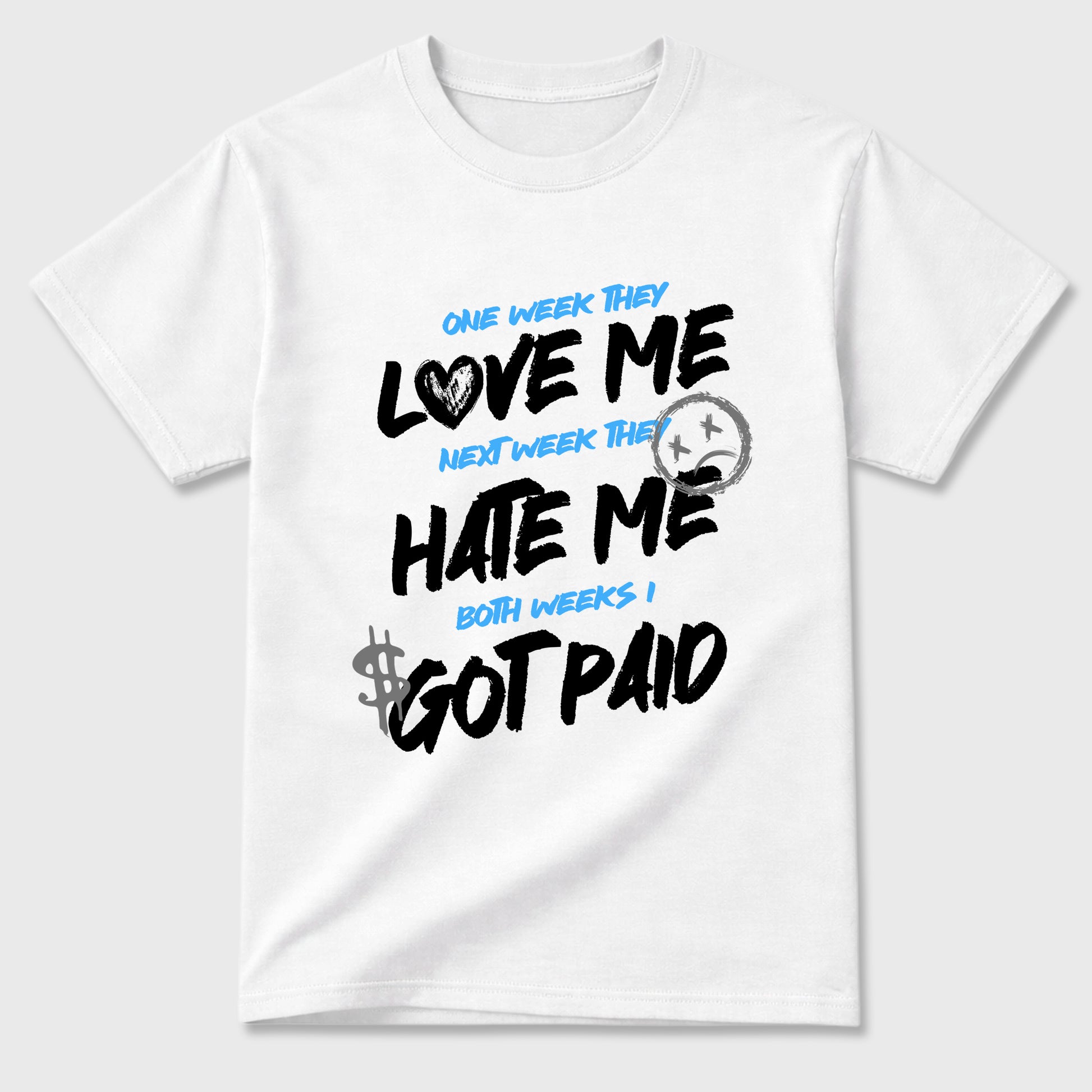 I Got Paid Graphic T-Shirt sneaker match tee designed for the Air Jordan 5 Black University Blue, featuring coordinated color options for a perfect streetwear match. White 2 shirt.