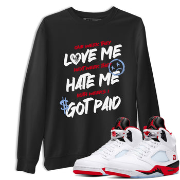 Sneaker match tees – Sneaker Tees To Match Air Jordan 5 Fire Red Shoes – I Got Paid Tee Black 1