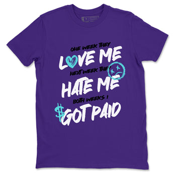 I Got Paid sneaker match t-shirt styled to complete your fit with the Air Jordan 5 Grape sneakers, shown in Purple 2.