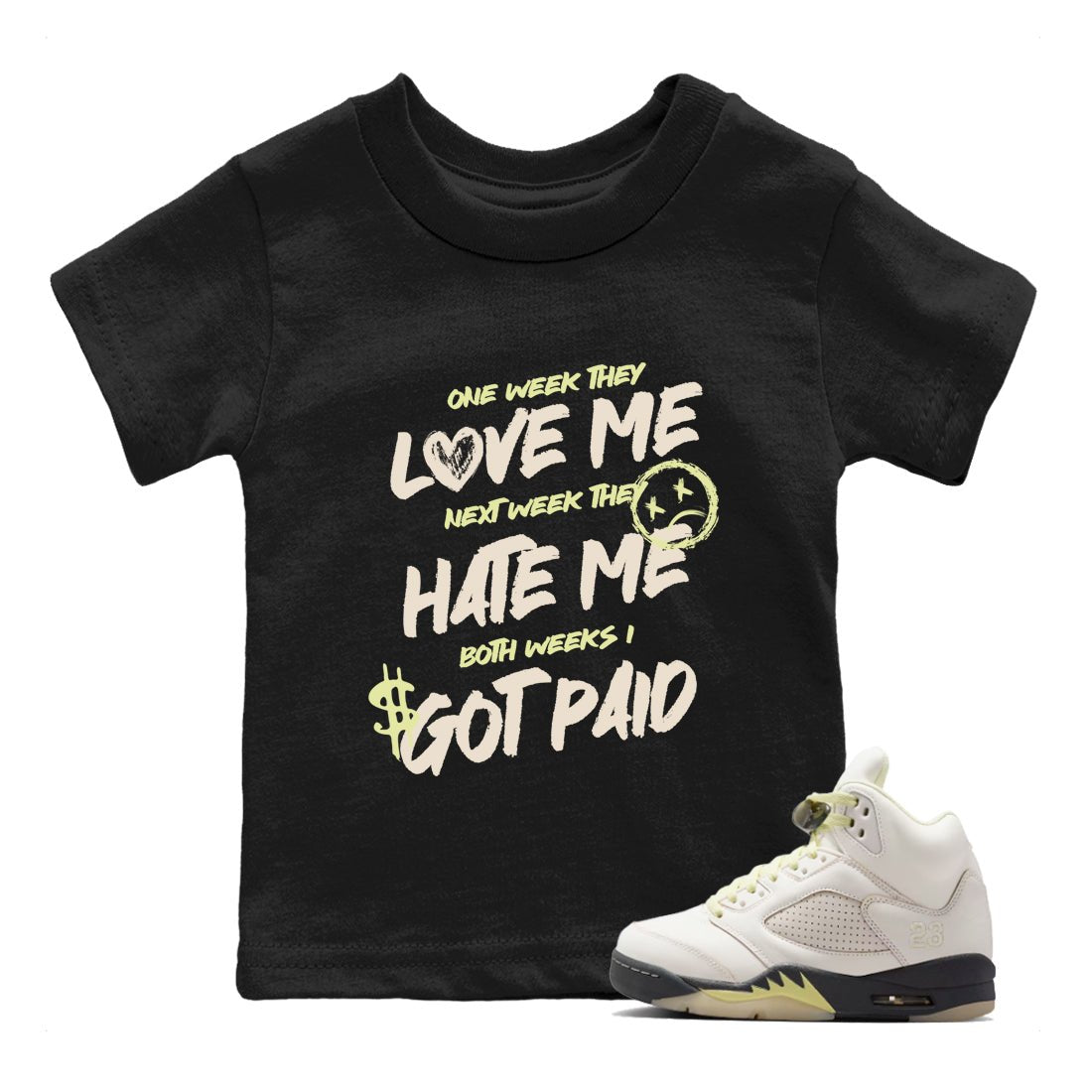 I Got Paid SNRT Sneaker Tees Kids - Air Jordan 5 Luminous Green - SNRT Sneaker T-shirts