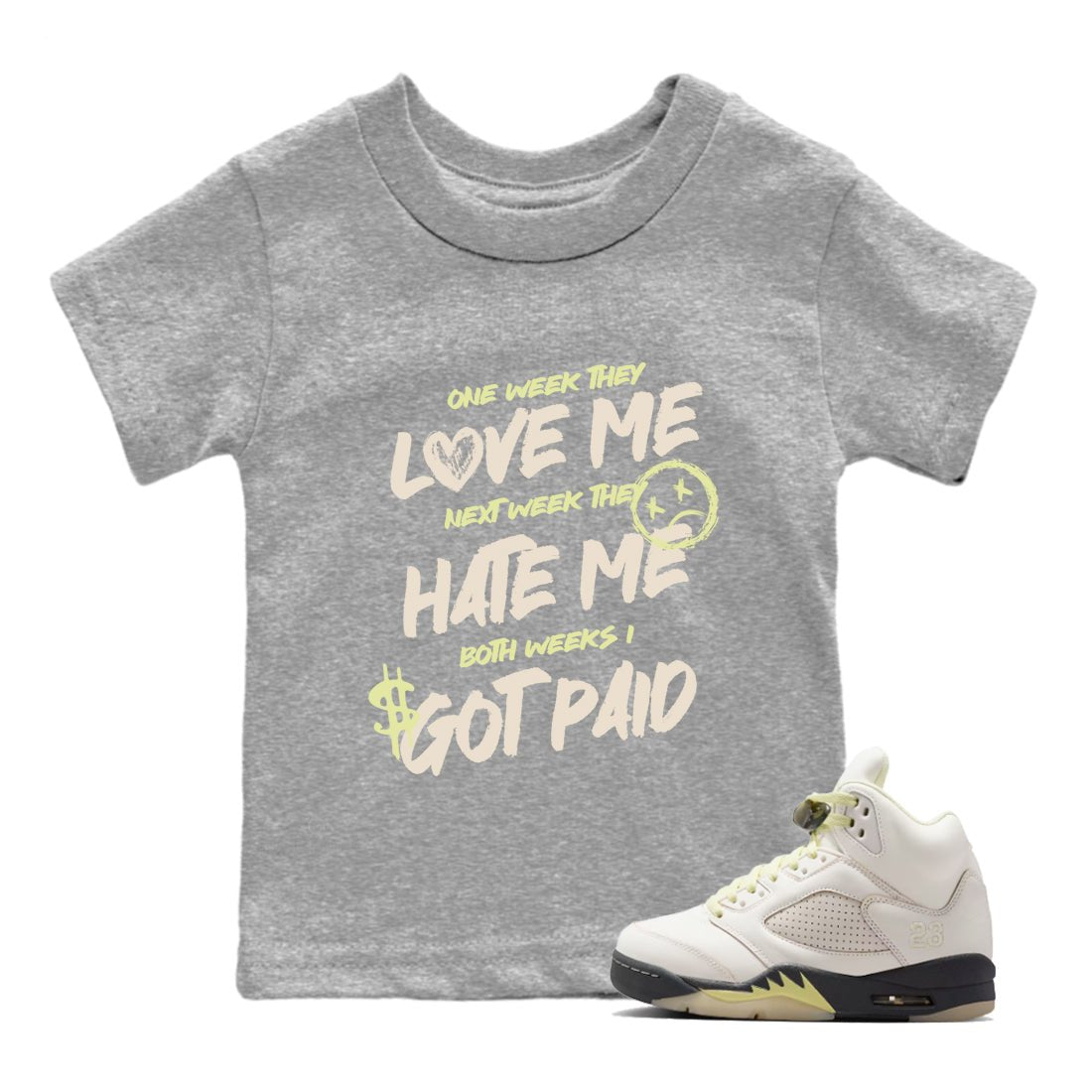 I Got Paid SNRT Sneaker Tees Kids - Air Jordan 5 Luminous Green - SNRT Sneaker T-shirts