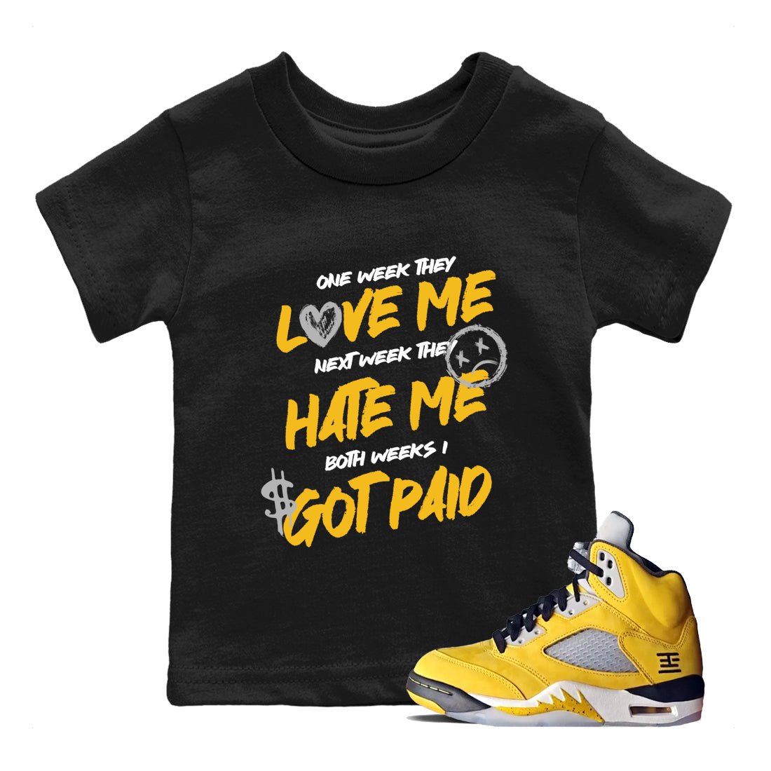 Sneaker match tees – Sneaker Tees To Match Air Jordan 5 Tokyo Shoes – I Got Paid Kids T-Shirt Black 1