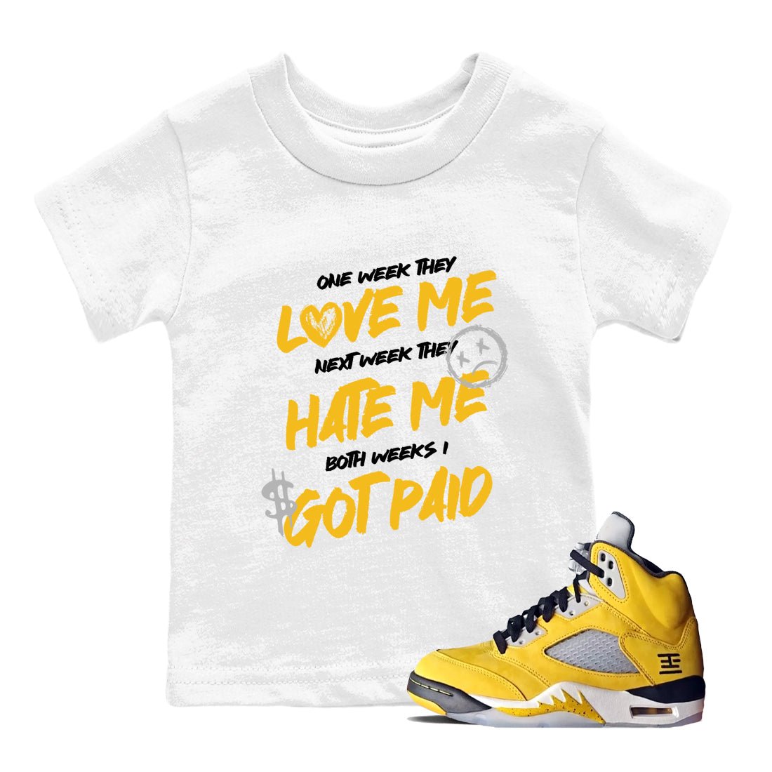 Sneaker match tees – Sneaker Tees To Match Air Jordan 5 Tokyo Shoes – I Got Paid Kids T-Shirt White 1