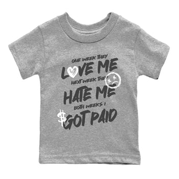 Sneakerfit for Sneakerheads – Sneaker Tees To Match Air Jordan 5 Wolf Grey Sneakers – I Got Paid Kids T-Shirt Heather Grey 2