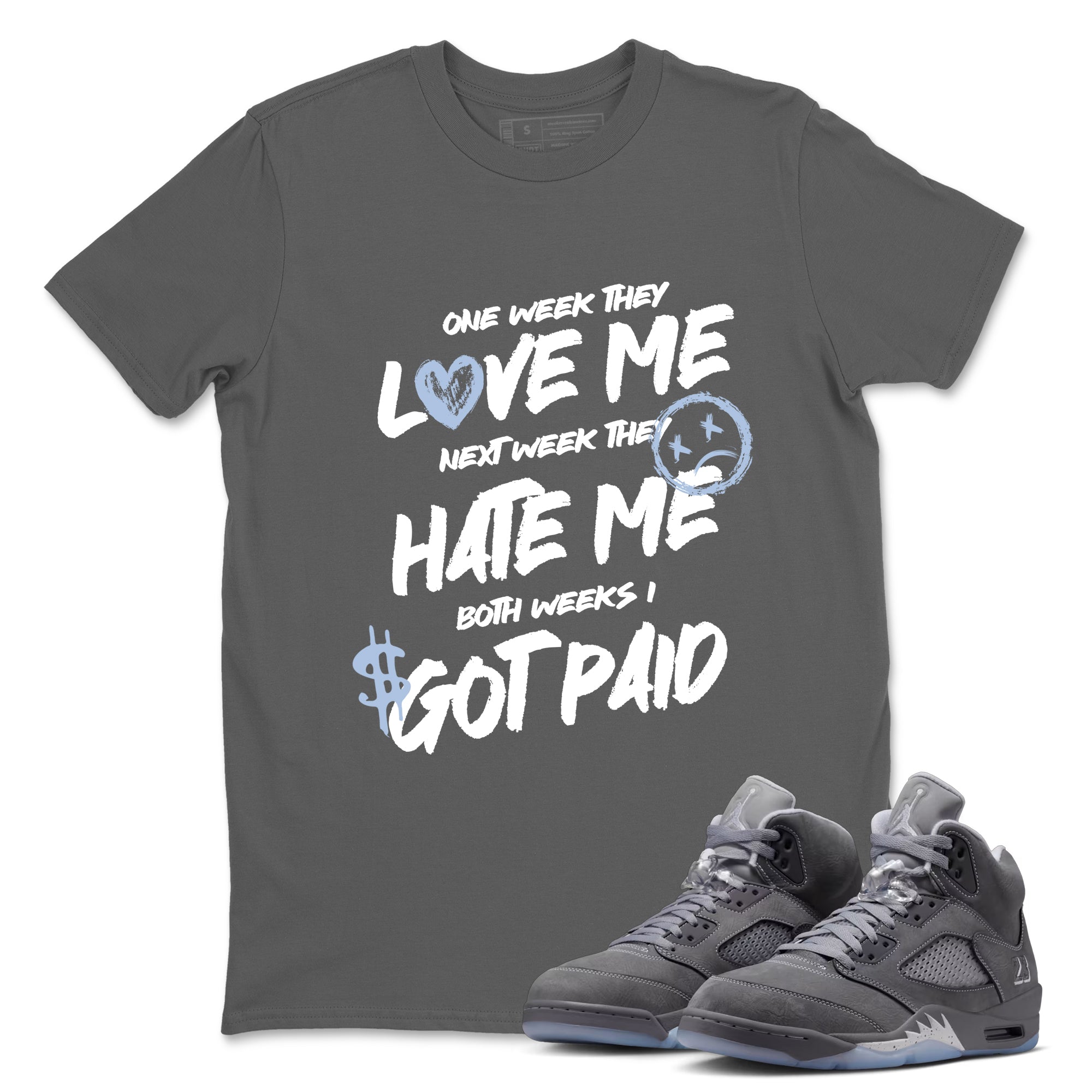 Sneakerfit for Sneakerheads – Sneaker Tees To Match Air Jordan 5 Wolf Grey Sneakers – I Got Paid Tee Cool Grey 1