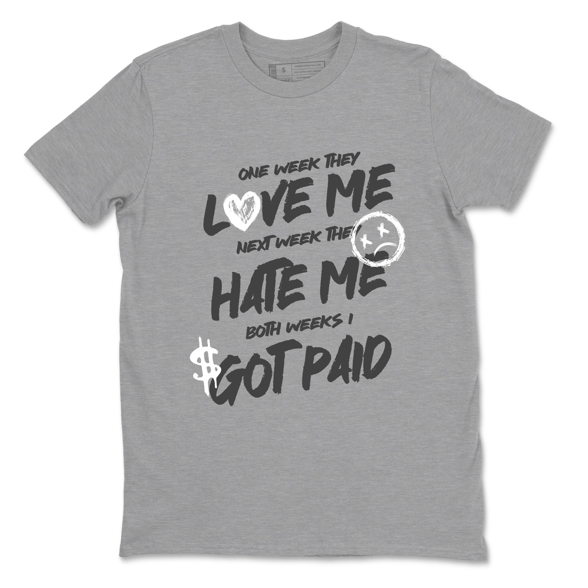 Sneakerfit for Sneakerheads – Sneaker Tees To Match Air Jordan 5 Wolf Grey Sneakers – I Got Paid Tee Heather Grey 2