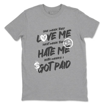 Sneakerfit for Sneakerheads – Sneaker Tees To Match Air Jordan 5 Wolf Grey Sneakers – I Got Paid Tee Heather Grey 2
