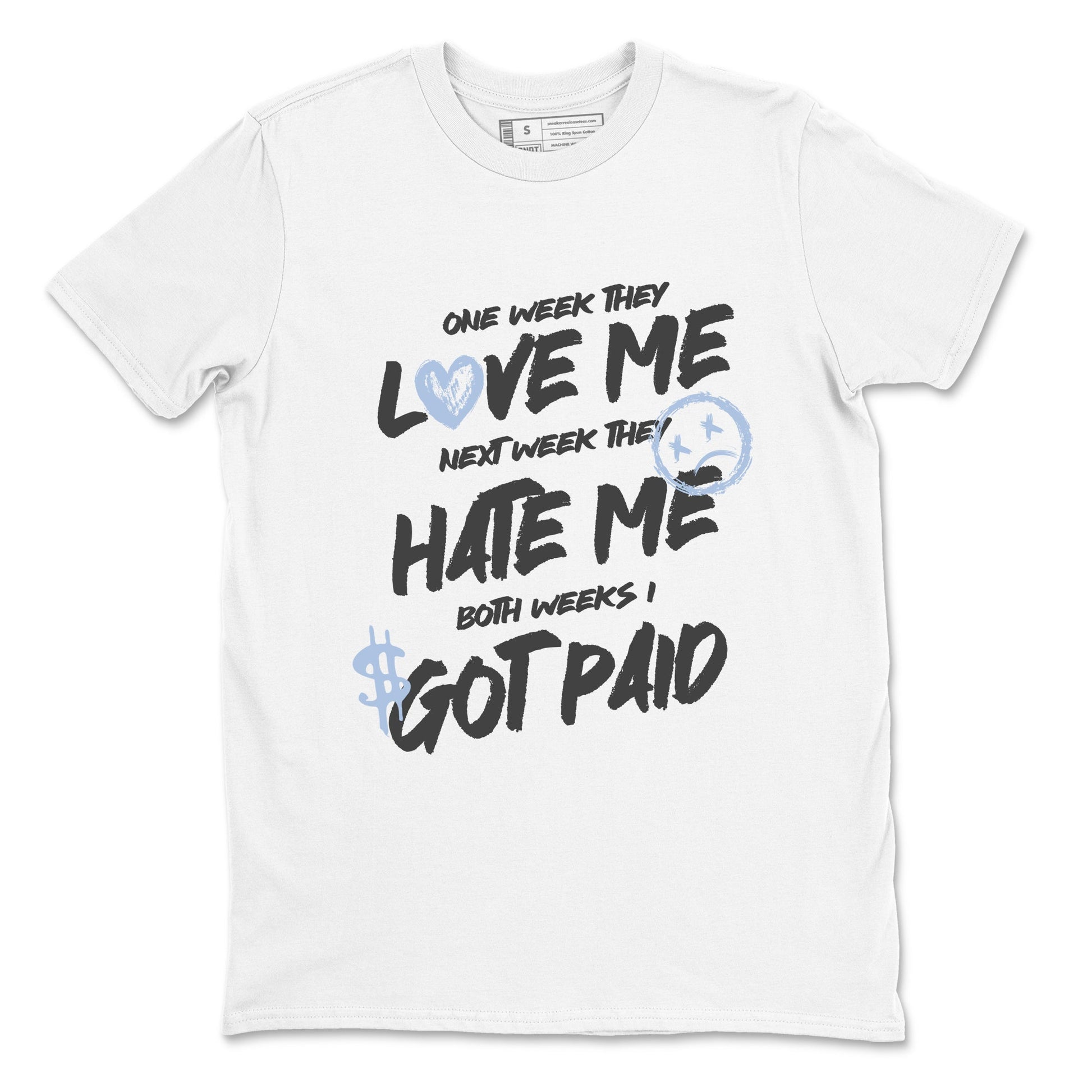 Sneakerfit for Sneakerheads – Sneaker Tees To Match Air Jordan 5 Wolf Grey Sneakers – I Got Paid Tee White 2