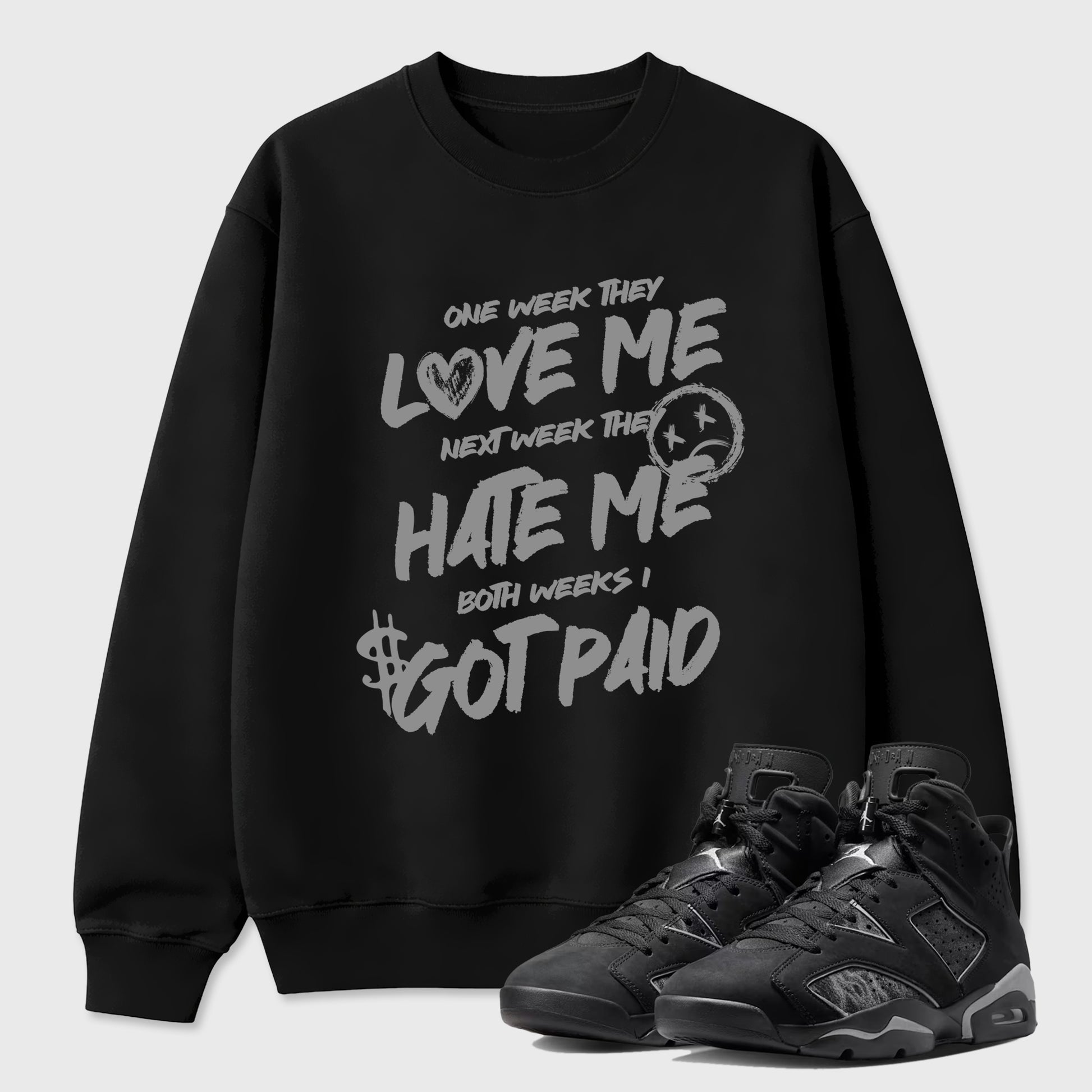 Sneaker match tees – Sneaker Tees To Match Air Jordan 6 Cap and Gown Shoes – I Got Paid Tee Black 1