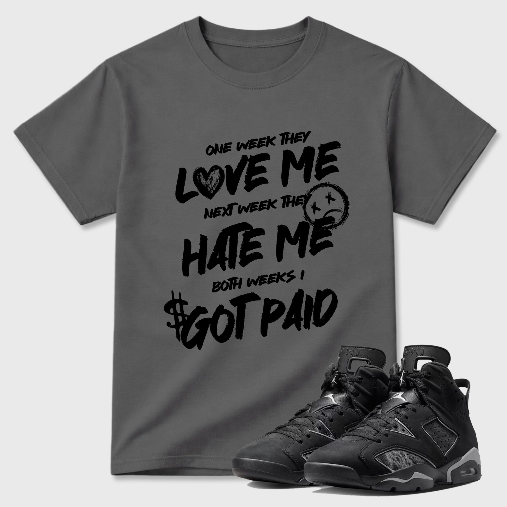 Sneaker match tees – Sneaker Tees To Match Air Jordan 6 Cap and Gown Shoes – I Got Paid Tee Cool Grey 1