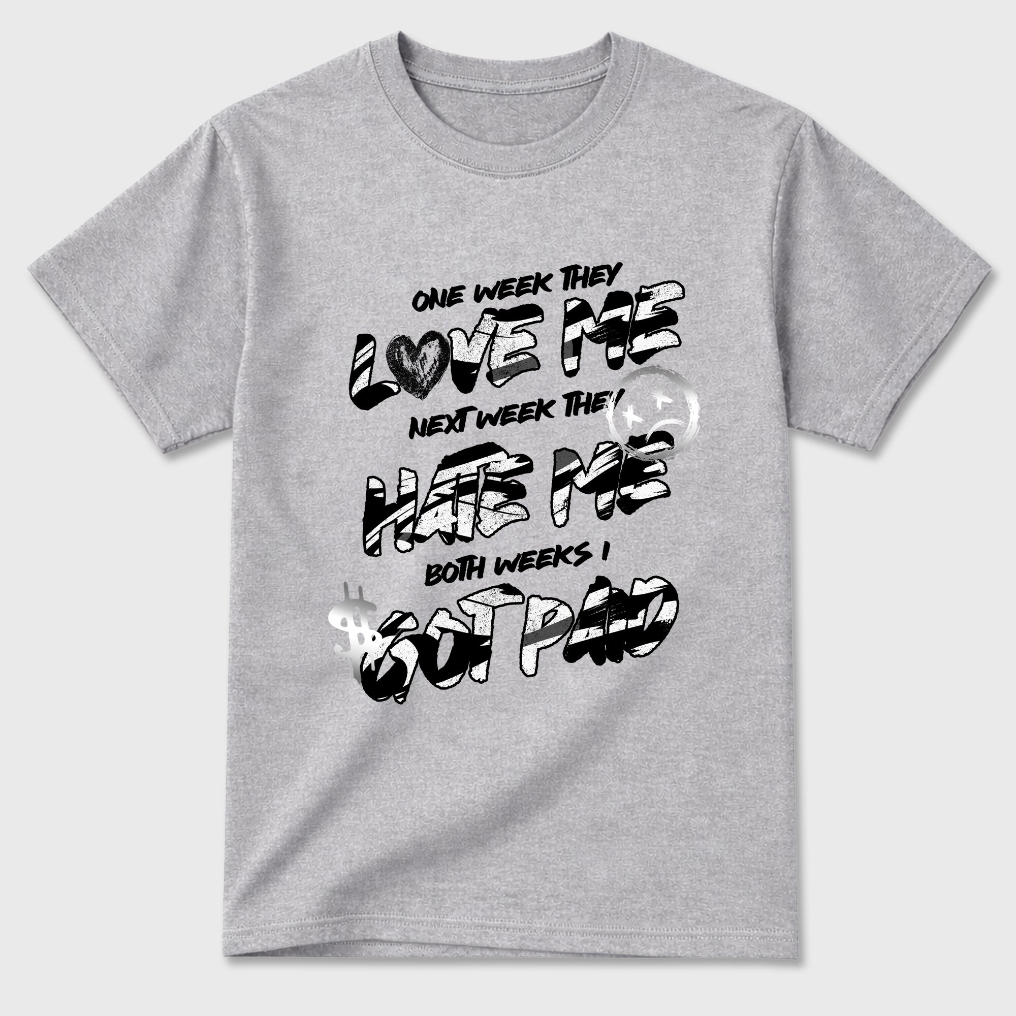 I Got Paid Graphic T-Shirt featuring original streetwear artwork designed to match the Air Jordan 8 Chrome. Heather Grey 2 Graphic T-Shirt.