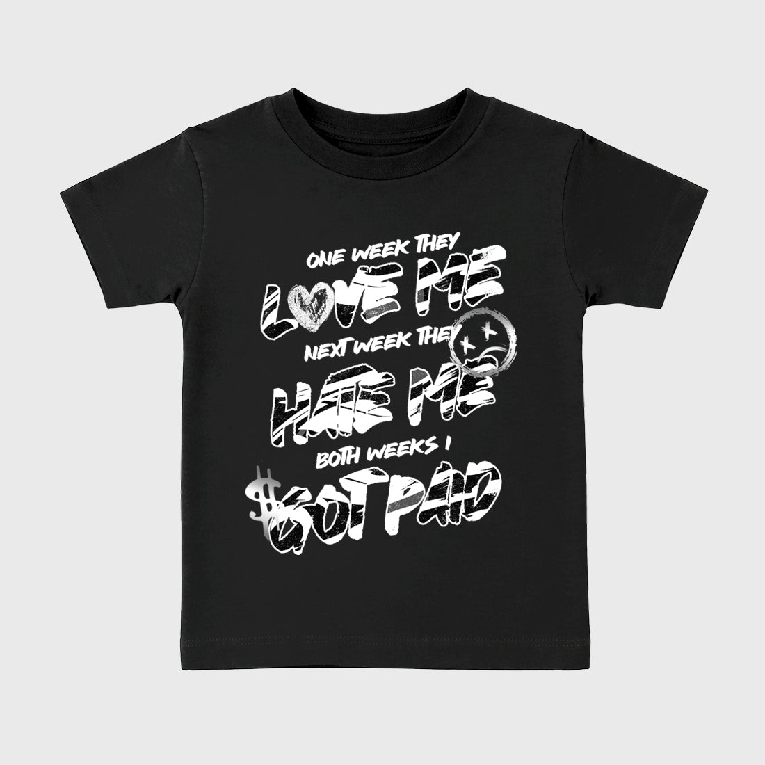 I Got Paid Baby & Kids Graphic T-Shirt featuring original artwork designed to match the Air Jordan 8 Chrome. Black 2 Kids Graphic Tee.