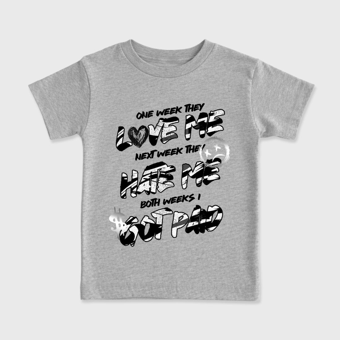 I Got Paid Baby & Kids Graphic T-Shirt featuring original artwork designed to match the Air Jordan 8 Chrome. Heather Grey 2 Kids Graphic Tee.