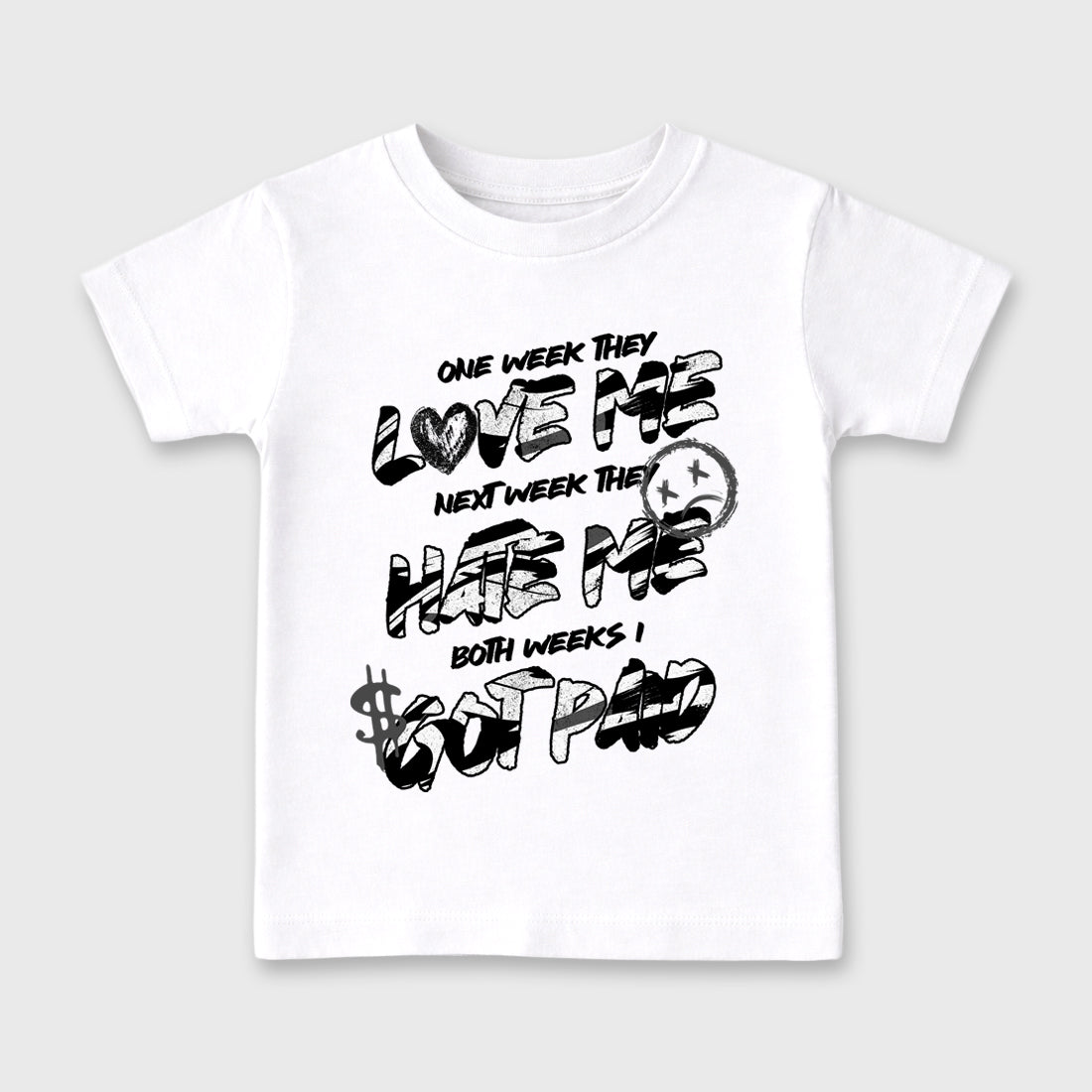 I Got Paid Baby & Kids Graphic T-Shirt featuring original artwork designed to match the Air Jordan 8 Chrome. White 2 Kids Graphic Tee.