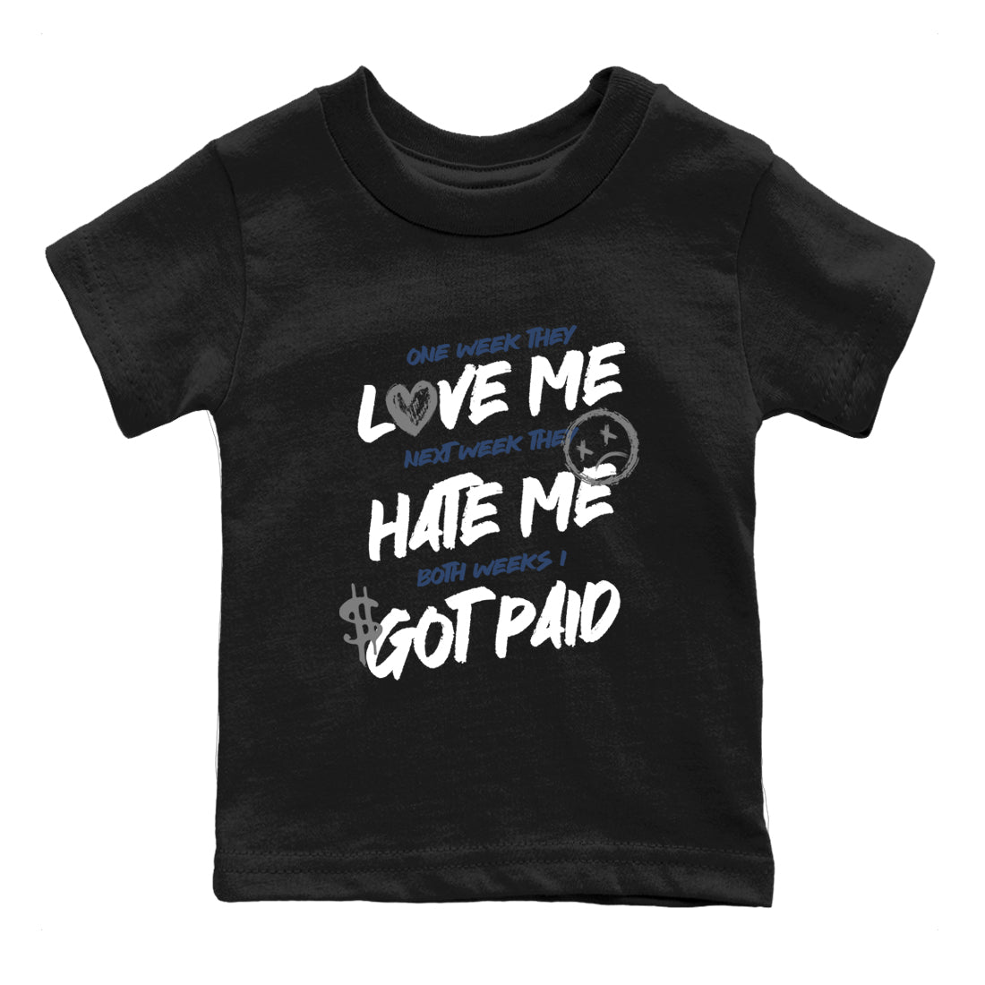 Perfect Valentine's Day Gifts graphic tee  – Sneaker Tees To Match Air Jordan 9 Flint Grey – I Got Paid Kids Graphic T-Shirt Black 2