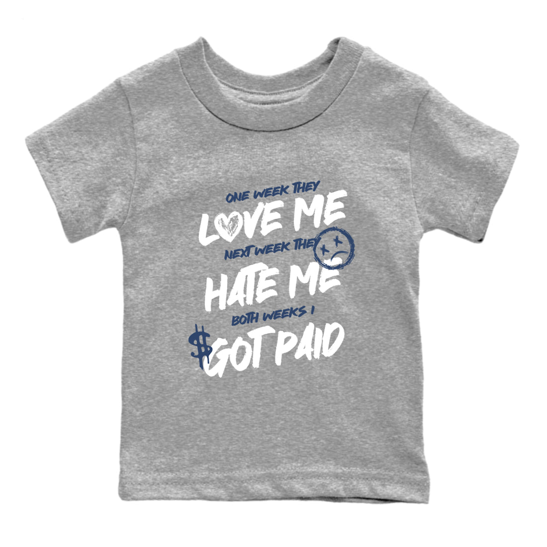 Perfect Valentine's Day Gifts graphic tee  – Sneaker Tees To Match Air Jordan 9 Flint Grey – I Got Paid Kids Graphic T-Shirt Heather Grey 2