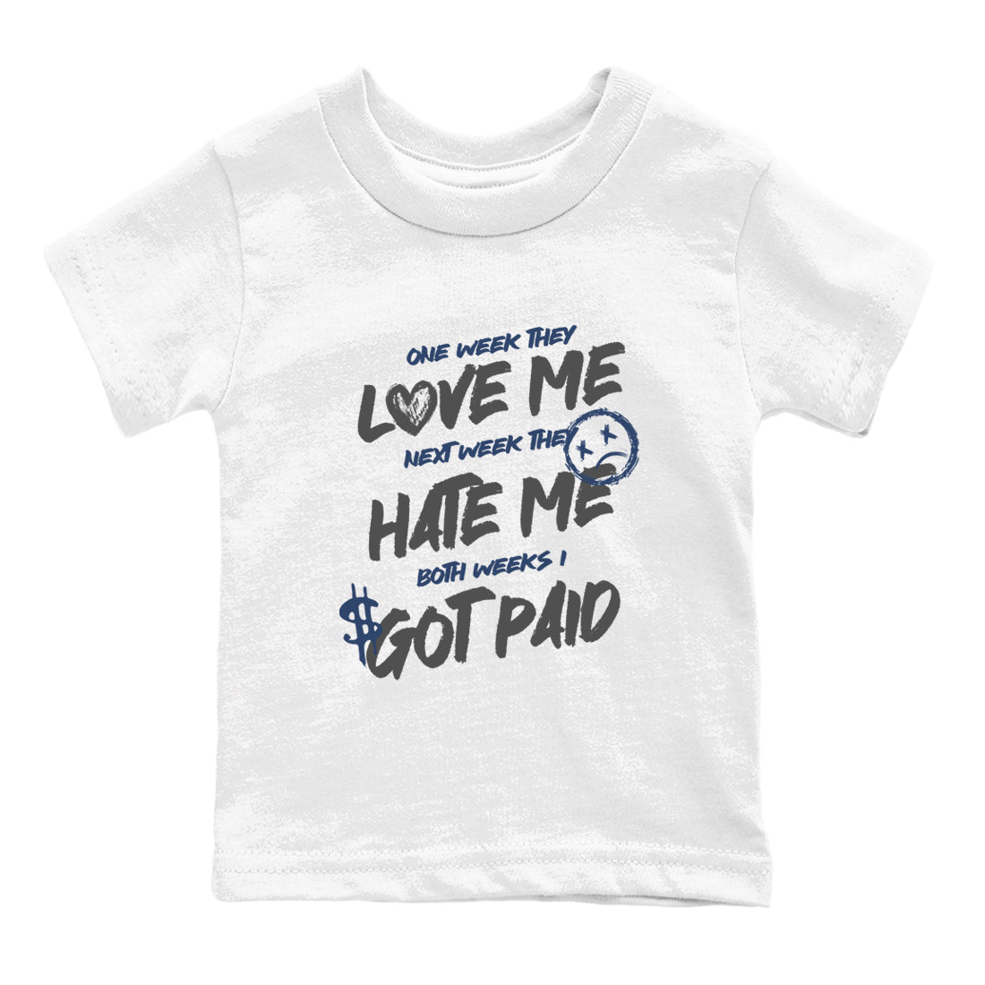 Perfect Valentine's Day Gifts graphic tee  – Sneaker Tees To Match Air Jordan 9 Flint Grey – I Got Paid Kids Graphic T-Shirt White 2