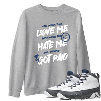 Perfect Valentine's Day Gifts graphic tee  – Sneaker Tees To Match Air Jordan 9 Flint Grey – I Got Paid Tee Heather Grey 1