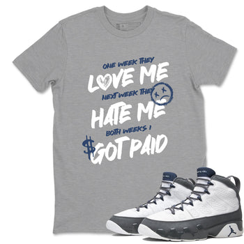 Perfect Valentine's Day Gifts graphic tee  – Sneaker Tees To Match Air Jordan 9 Flint Grey – I Got Paid Tee Heather Grey 1
