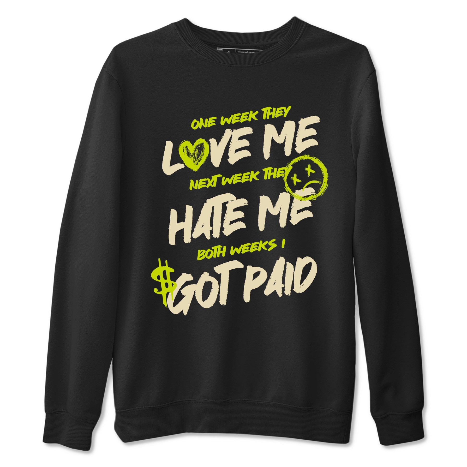 I Got Paid sneaker match t-shirt styled to complete your fit with the Jordan Jumpman Jack Travis Scott Bright Cactus sneakers, shown in Black 2.