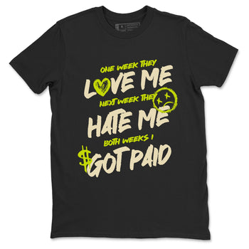 I Got Paid sneaker match t-shirt styled to complete your fit with the Jordan Jumpman Jack Travis Scott Bright Cactus sneakers, shown in Black 2.