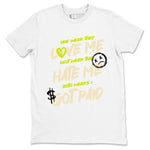 I Got Paid sneaker match t-shirt styled to complete your fit with the Jordan Jumpman Jack Travis Scott Bright Cactus sneakers, shown in White 2.