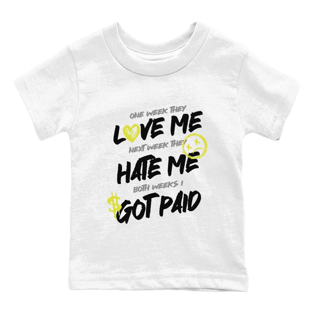 I Got Paid baby and kids t-shirt crafted for little sneakerheads to shine with the Air Max 90 Cyber sneakers, displayed in White 2.