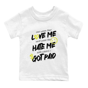 I Got Paid baby and kids t-shirt crafted for little sneakerheads to shine with the Air Max 90 Cyber sneakers, displayed in White 2.