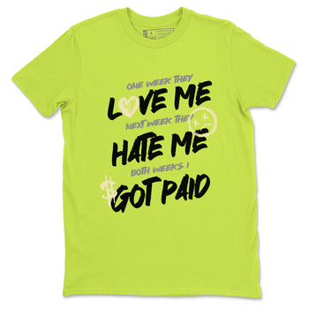 I Got Paid sneaker match t-shirt styled to complete your fit with the Air Max 90 Cyber sneakers, shown in Safety Green 2.