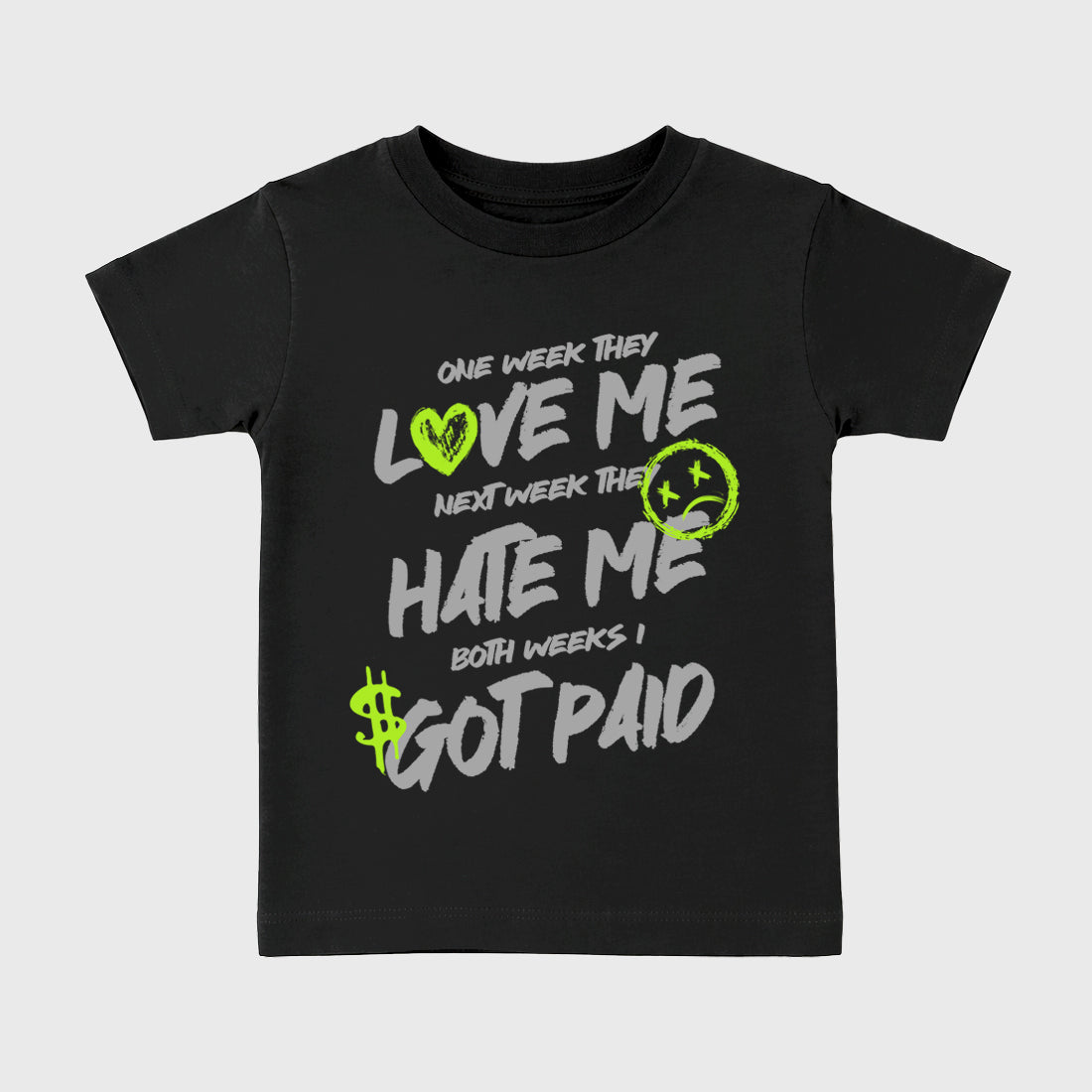 Sneakerfit graphic tee destination – Sneaker Tees To Match Air Max 95 Neon Yellow Sneakers – I Got Paid Kids T-Shirt Black 2