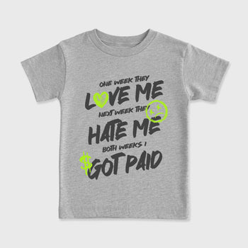 Sneakerfit graphic tee destination – Sneaker Tees To Match Air Max 95 Neon Yellow Sneakers – I Got Paid Kids T-Shirt Heather Grey 2