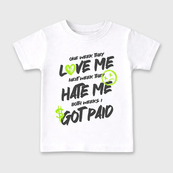 Sneakerfit graphic tee destination – Sneaker Tees To Match Air Max 95 Neon Yellow Sneakers – I Got Paid Kids T-Shirt White 2