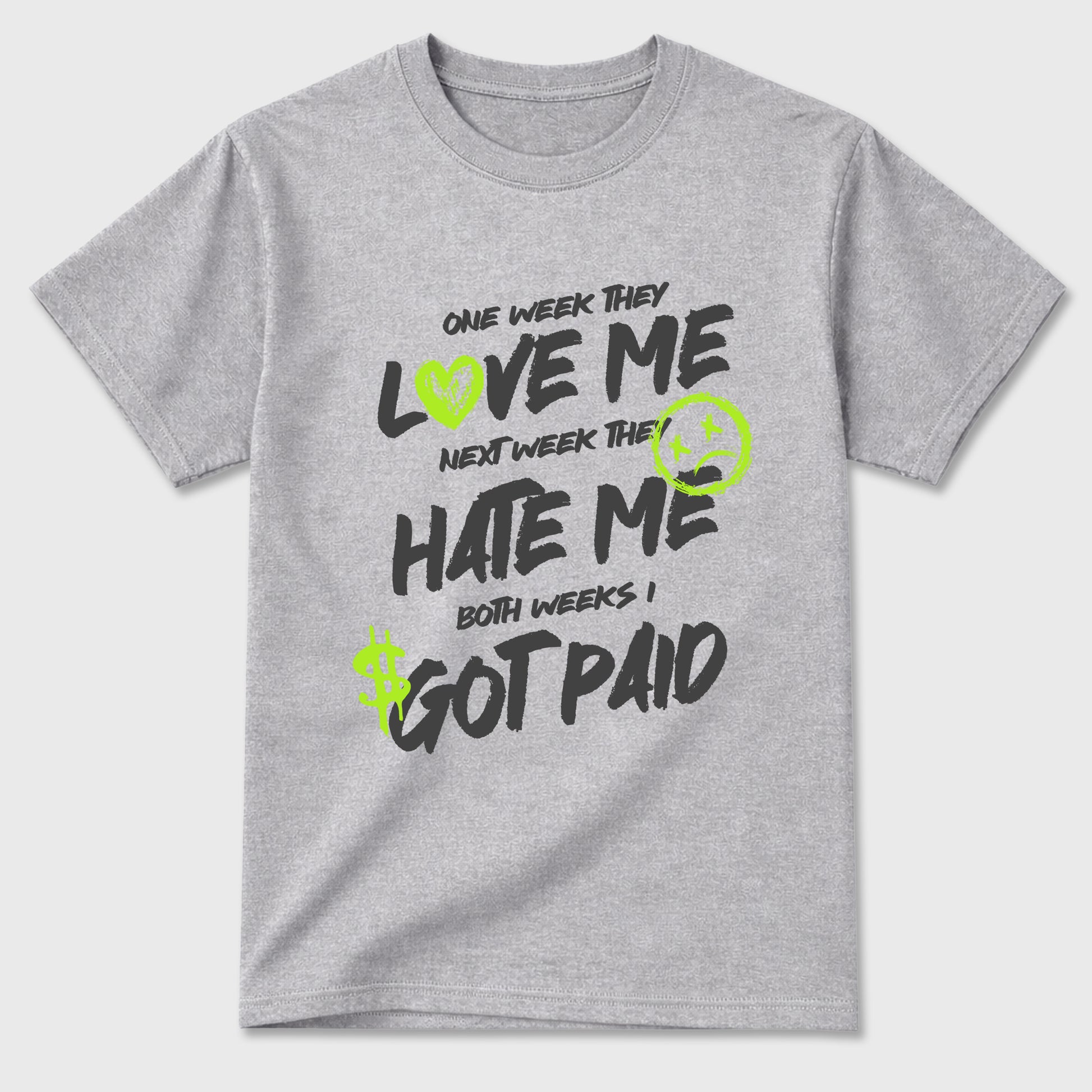 Sneakerfit graphic tee destination – Sneaker Tees To Match Air Max 95 Neon Yellow Sneakers – I Got Paid Tee Heather Grey 2