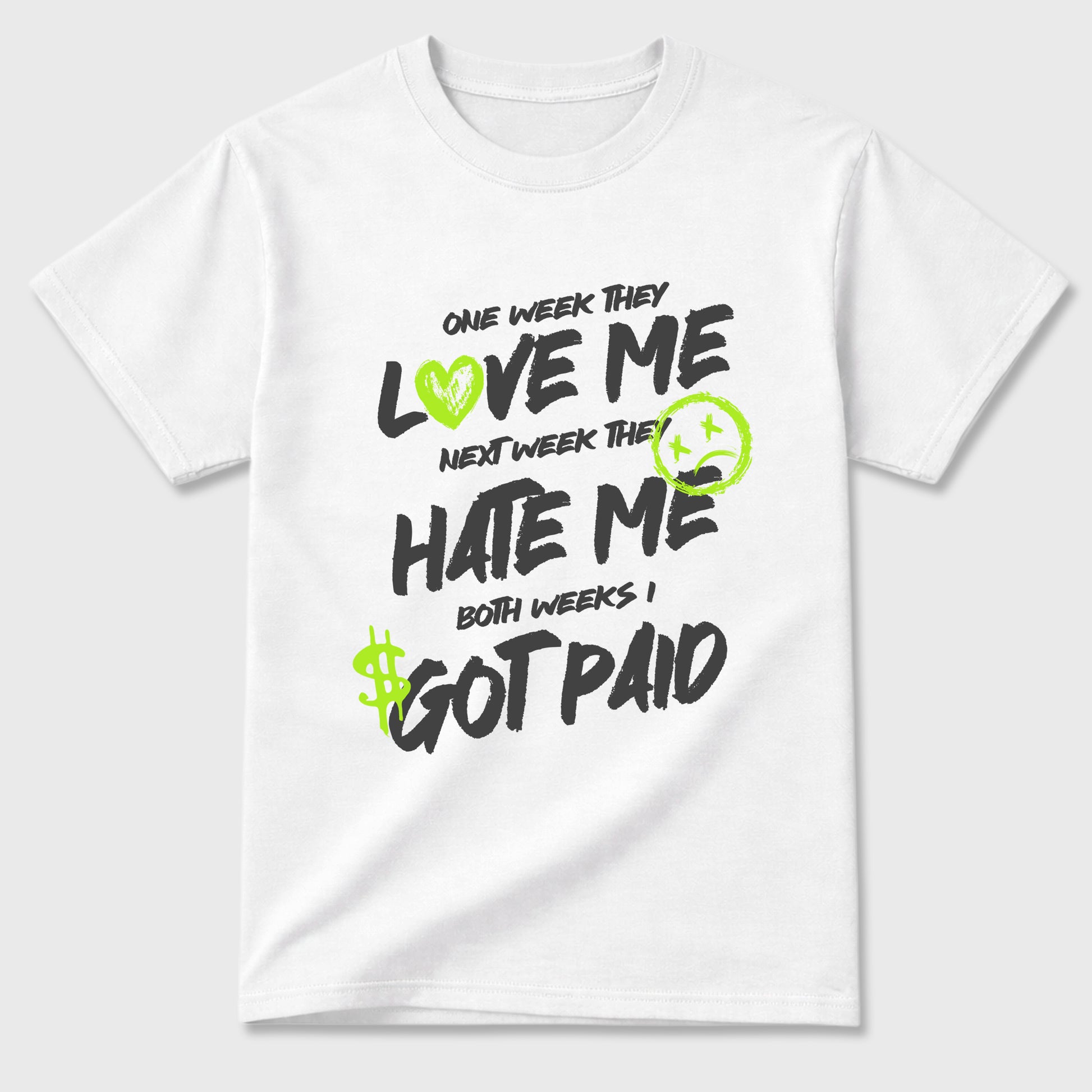 Sneakerfit graphic tee destination – Sneaker Tees To Match Air Max 95 Neon Yellow Sneakers – I Got Paid Tee White 2
