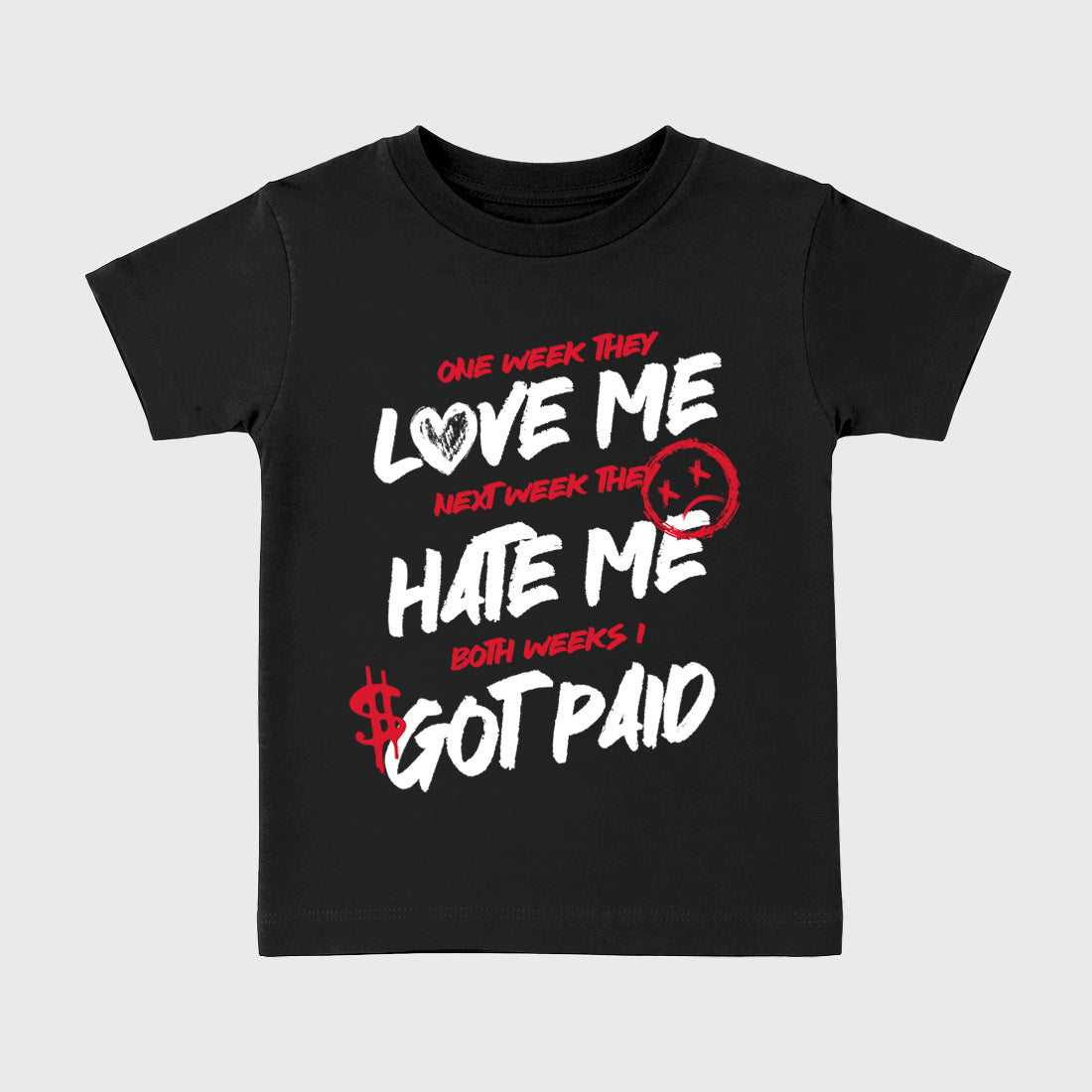 I Got Paid Baby & Kids Graphic T-Shirt featuring original artwork designed to match the Air Max 95 Reverse Solar Red. Black 2 Kids Graphic Tee.