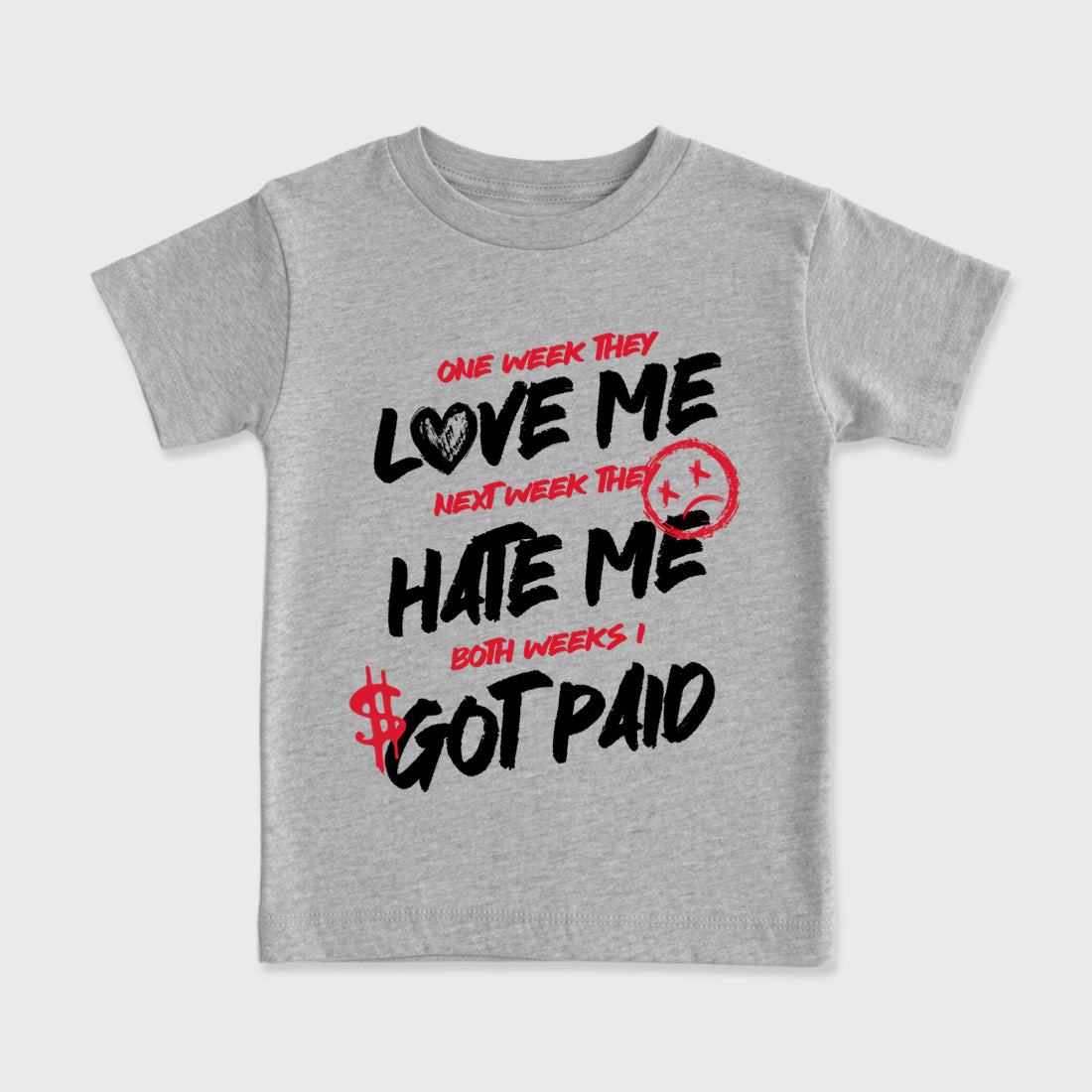 I Got Paid Baby & Kids Graphic T-Shirt featuring original artwork designed to match the Air Max 95 Reverse Solar Red. Heather Grey 2 Kids Graphic Tee.