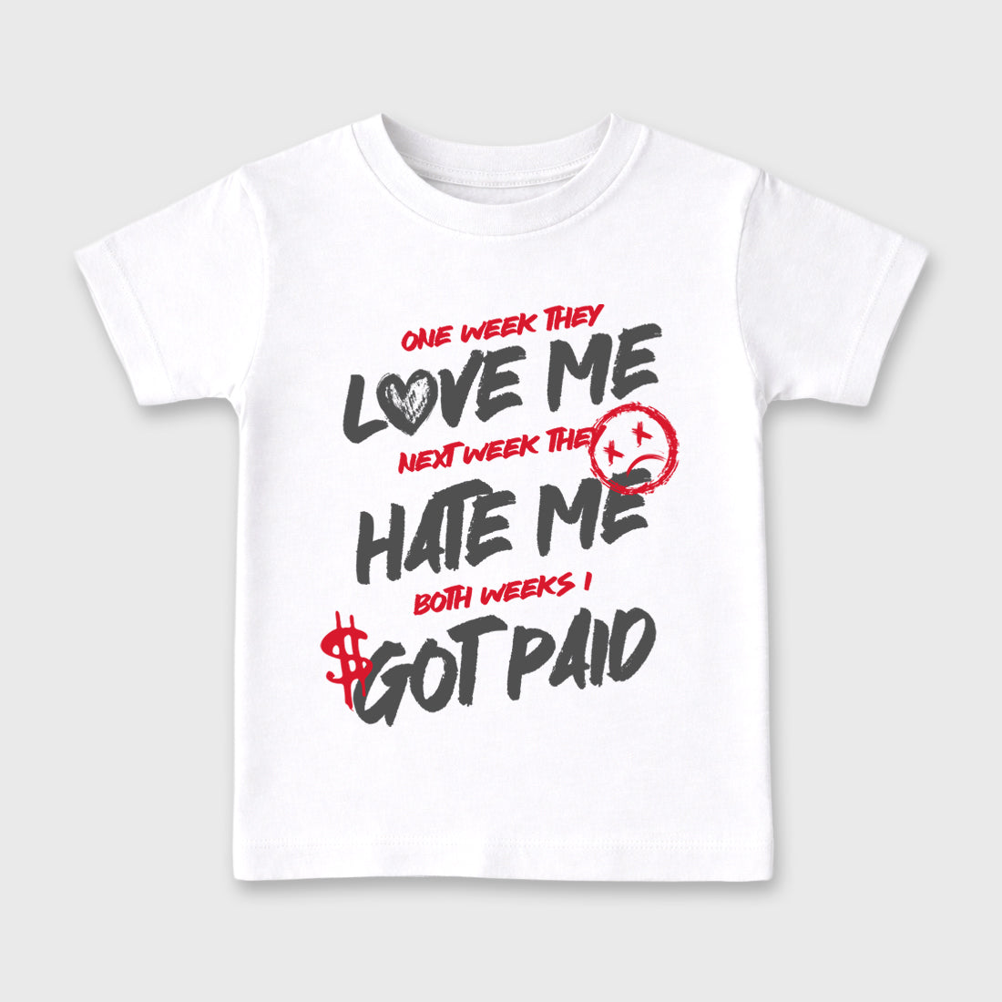 I Got Paid Baby & Kids Graphic T-Shirt featuring original artwork designed to match the Air Max 95 Reverse Solar Red. White 2 Kids Graphic Tee.