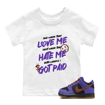 Sneaker match tees – Sneaker Threads To Match Dunk Low Persian Violet Shoes – I Got Paid Kids T-Shirt White 1