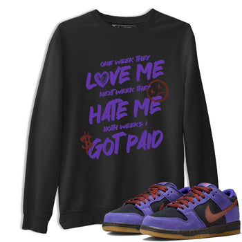 Sneaker match tees – Sneaker Threads To Match Dunk Low Persian Violet Shoes – I Got Paid Tee Black 1
