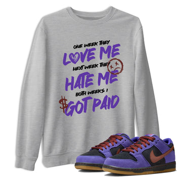 Sneaker match tees – Sneaker Threads To Match Dunk Low Persian Violet Shoes – I Got Paid Tee Heather Grey 1