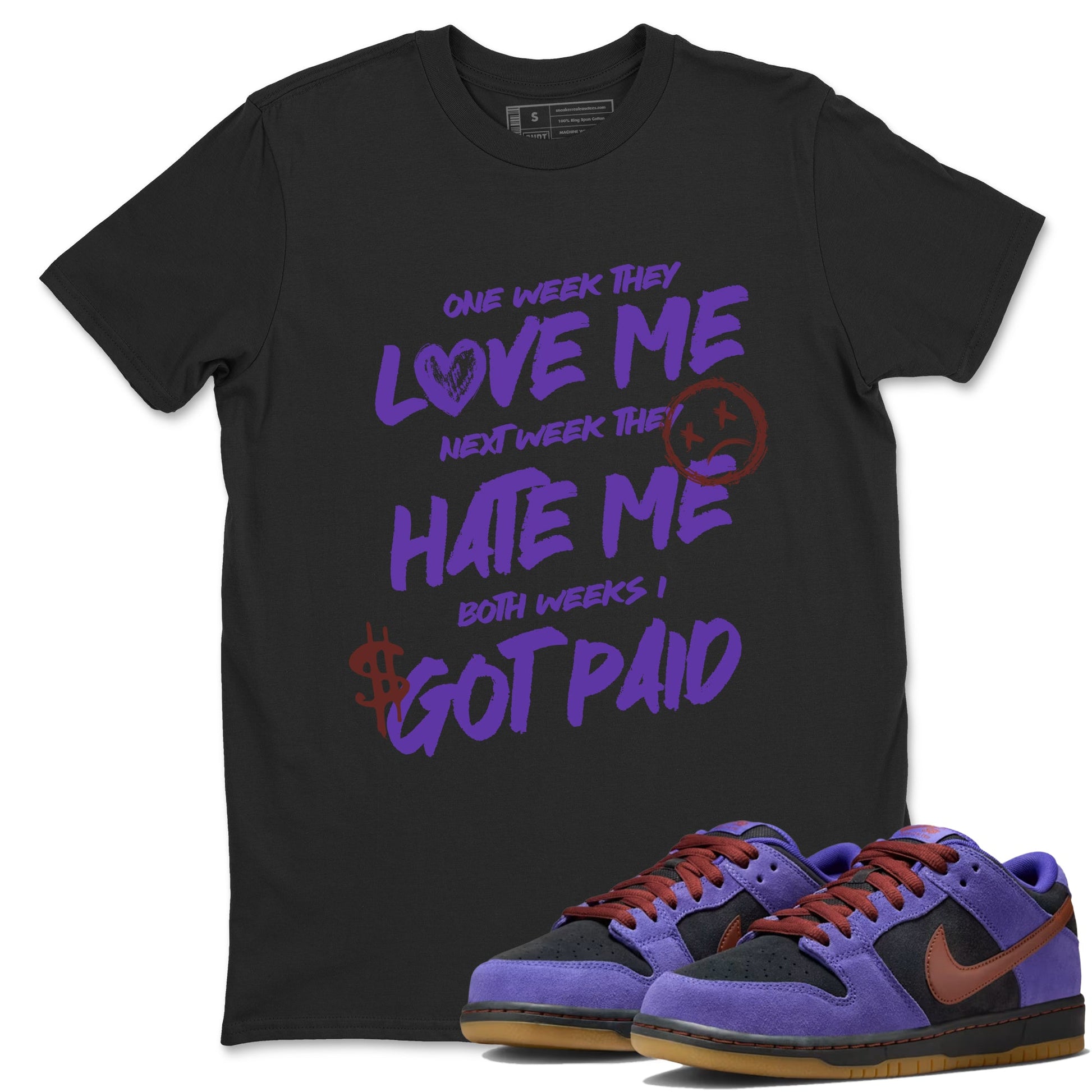 Sneaker match tees – Sneaker Threads To Match Dunk Low Persian Violet Shoes – I Got Paid Tee Black 1