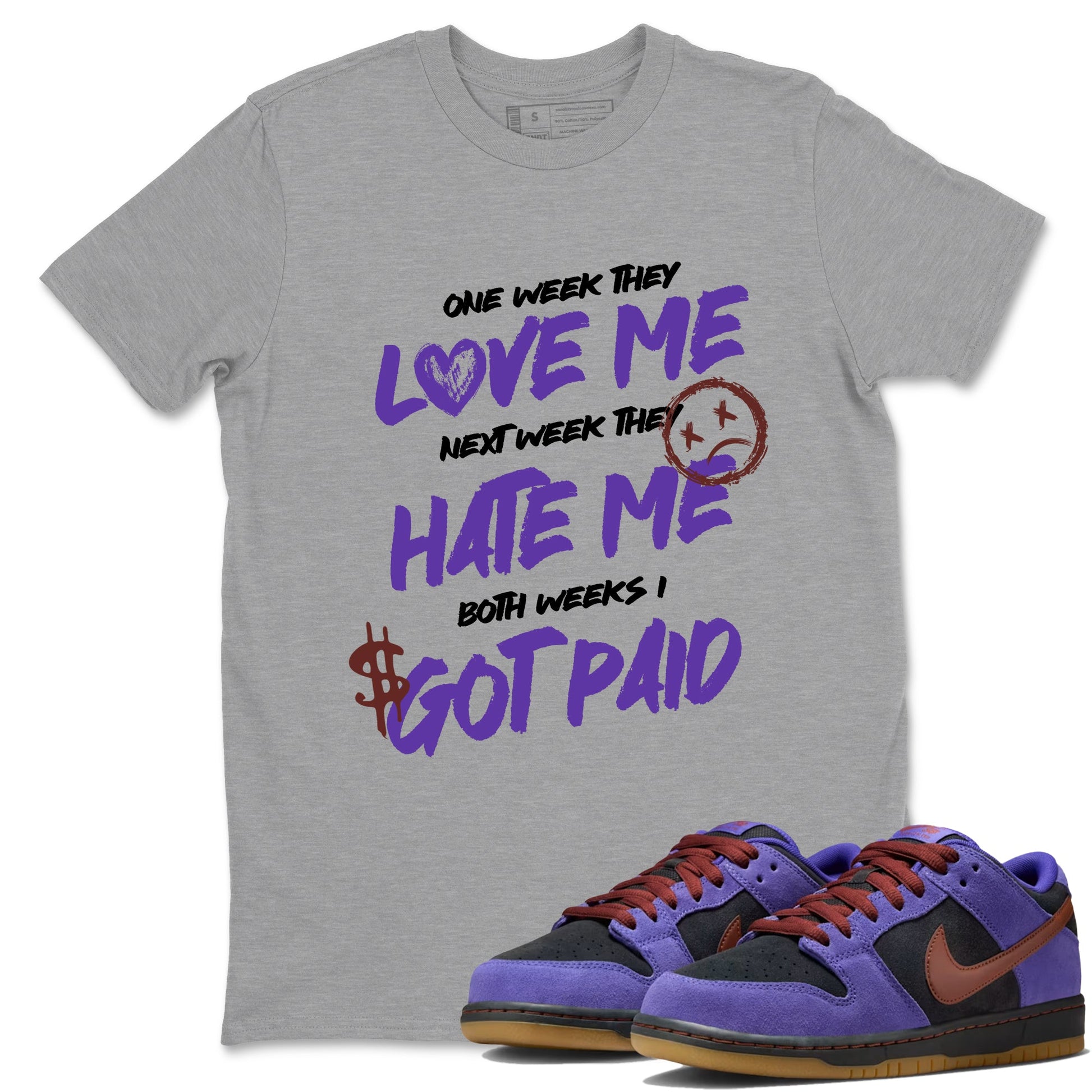 Sneaker match tees – Sneaker Threads To Match Dunk Low Persian Violet Shoes – I Got Paid Tee Heather Grey 1