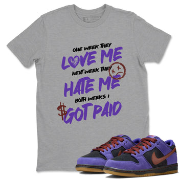 Sneaker match tees – Sneaker Threads To Match Dunk Low Persian Violet Shoes – I Got Paid Tee Heather Grey 1
